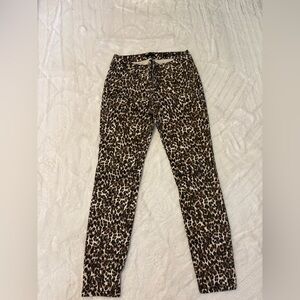 Kaari Blue Leopard Print Skinny Ankle Pants